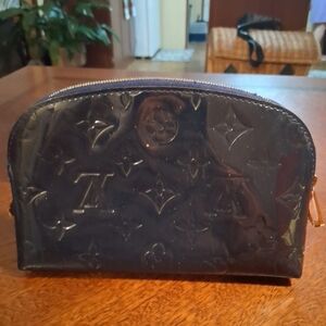 Designer Navy Blue Monogram Cosmetics Pouch